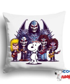 Cheerful Snoopy Iron Maiden Band Square Pillow 1