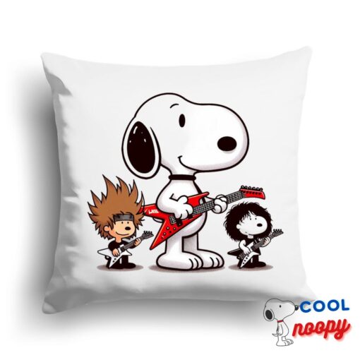 Cheerful Snoopy Metallica Band Square Pillow 1