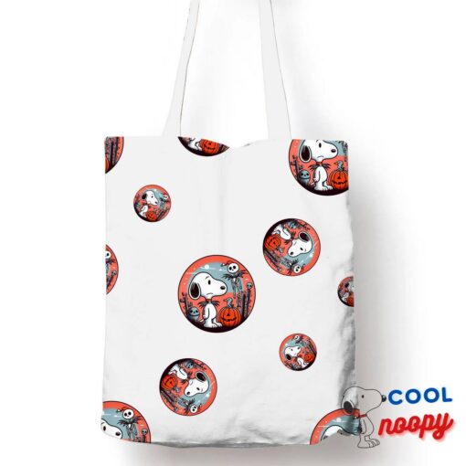 Cheerful Snoopy Nightmare Before Christmas Movie Tote Bag 1