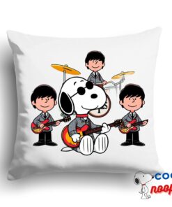 Cheerful Snoopy The Beatles Rock Band Square Pillow 1