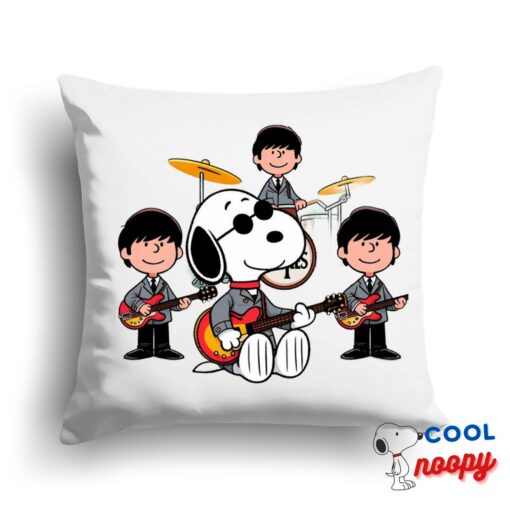 Cheerful Snoopy The Beatles Rock Band Square Pillow 1