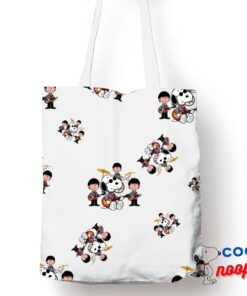 Cheerful Snoopy The Beatles Rock Band Tote Bag 1