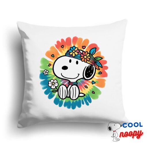 Cheerful Snoopy Tie Dye Square Pillow 1