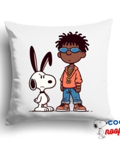 Colorful Snoopy Bad Bunny Rapper Square Pillow 1