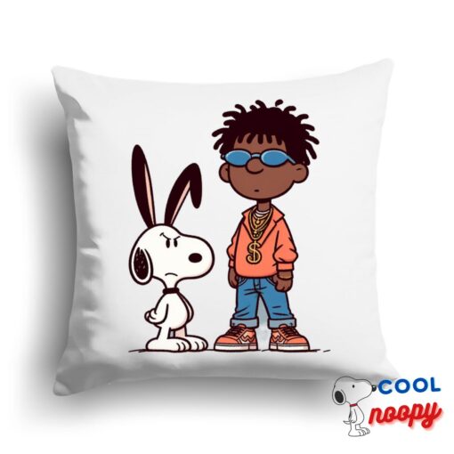 Colorful Snoopy Bad Bunny Rapper Square Pillow 1