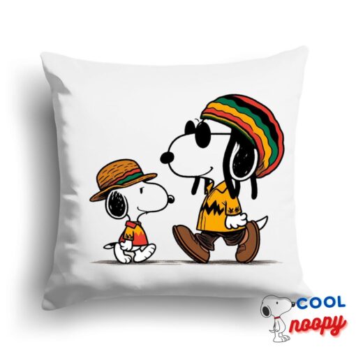 Colorful Snoopy Bob Marley Square Pillow 1