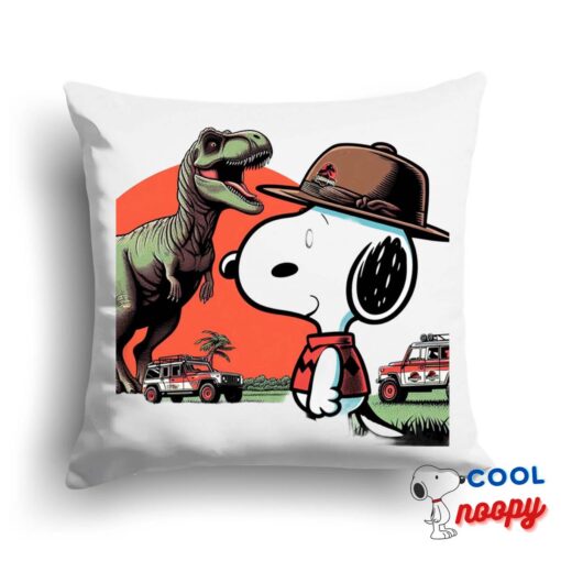 Colorful Snoopy Jurassic Park Square Pillow 1