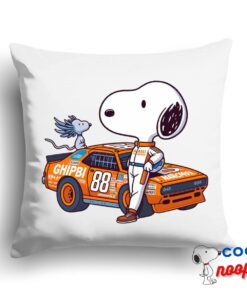 Colorful Snoopy Nascar Square Pillow 1