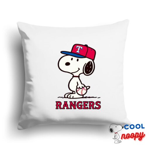 Colorful Snoopy Texas Rangers Logo Square Pillow 1