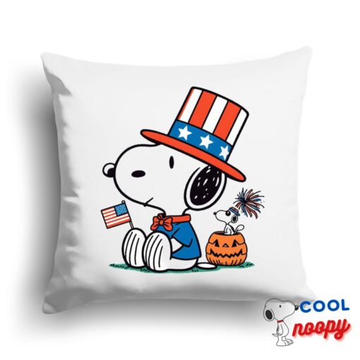 Comfortable Snoopy 4th Of July Square Pillow 1