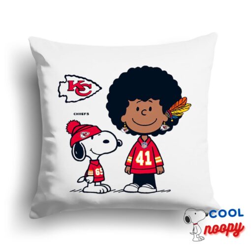 Comfortable Snoopy Kansas City Chiefs Logo Square Pillow 1