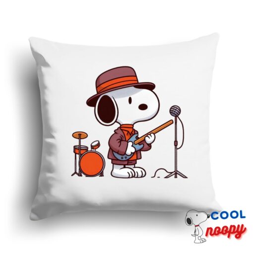 Comfortable Snoopy Maroon Pop Band Square Pillow 1