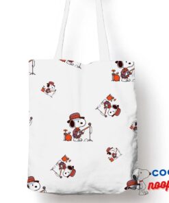 Comfortable Snoopy Maroon Pop Band Tote Bag 1
