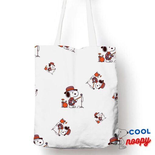 Comfortable Snoopy Maroon Pop Band Tote Bag 1