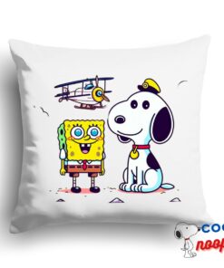 Comfortable Snoopy Spongebob Movie Square Pillow 1