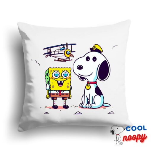 Comfortable Snoopy Spongebob Movie Square Pillow 1