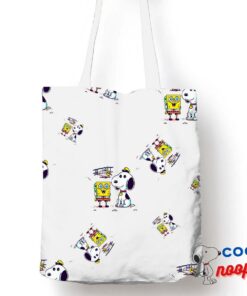 Comfortable Snoopy Spongebob Movie Tote Bag 1