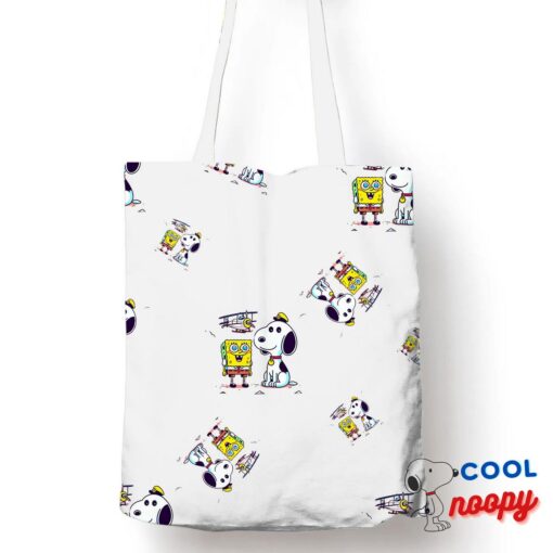 Comfortable Snoopy Spongebob Movie Tote Bag 1