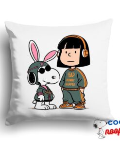 Cool Snoopy Bad Bunny Rapper Square Pillow 1