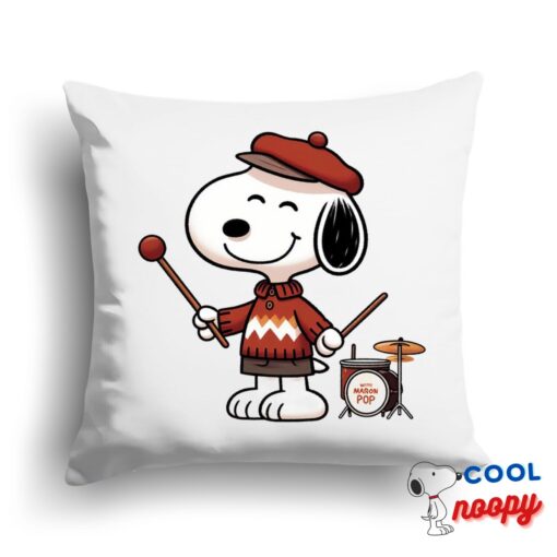 Cool Snoopy Maroon Pop Band Square Pillow 1