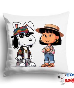 Creative Snoopy Bad Bunny Rapper Square Pillow 1