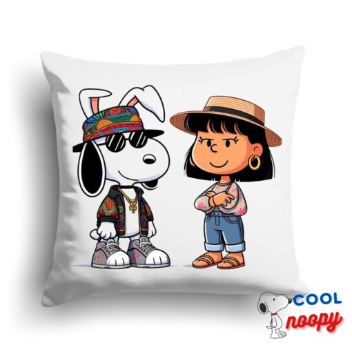 Creative Snoopy Bad Bunny Rapper Square Pillow 1