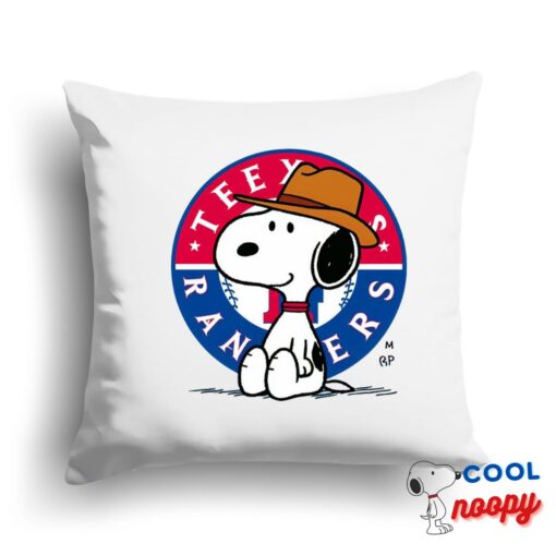 Creative Snoopy Texas Rangers Logo Square Pillow 1