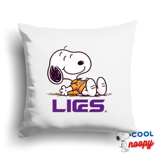 Discount Snoopy Lsu Tigers Logo Square Pillow 1