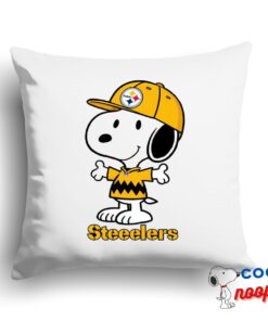 Discount Snoopy Pittsburgh Steelers Logo Square Pillow 1