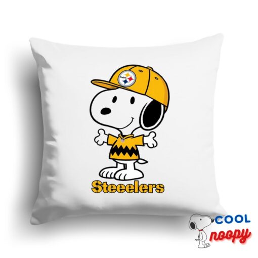 Discount Snoopy Pittsburgh Steelers Logo Square Pillow 1
