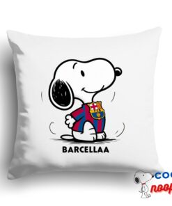 Excellent Snoopy Barcelona Logo Square Pillow 1