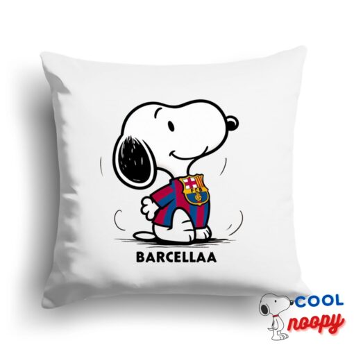 Excellent Snoopy Barcelona Logo Square Pillow 1