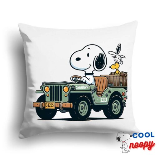 Excellent Snoopy Jeep Square Pillow 1