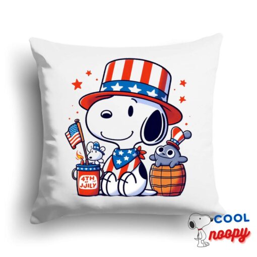 Exciting Snoopy 4th Of July Square Pillow 1