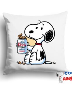 Exciting Snoopy Coors Banquet Logo Square Pillow 1