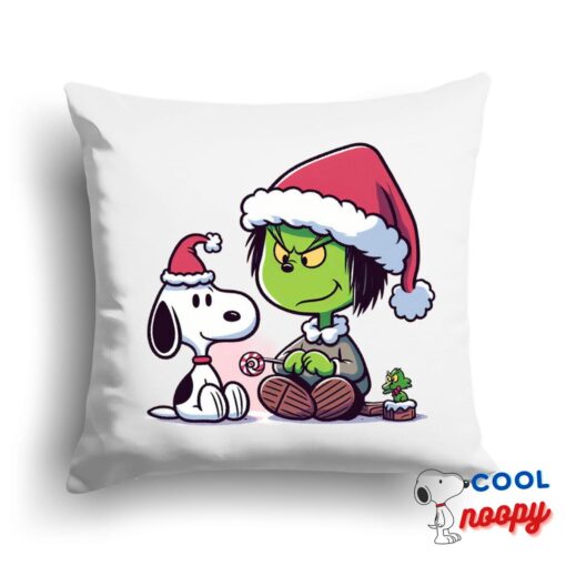 Exciting Snoopy Grinch Movie Square Pillow 1