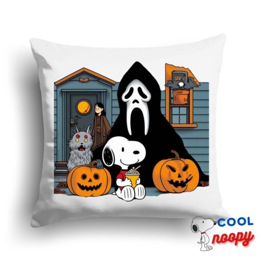 Exciting Snoopy Horror Movies Square Pillow 1