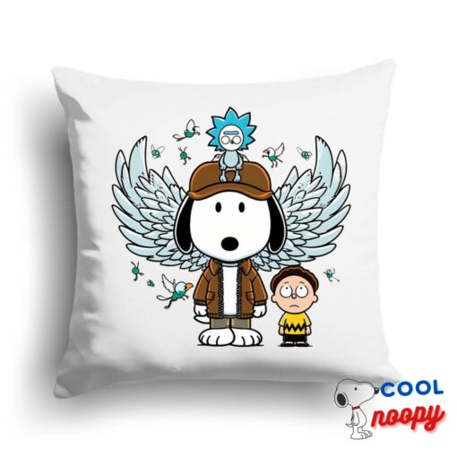 Exciting Snoopy Rick And Morty Square Pillow 1
