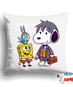 Exciting Snoopy Spongebob Movie Square Pillow 1