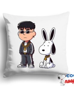 Exclusive Snoopy Bad Bunny Rapper Square Pillow 1