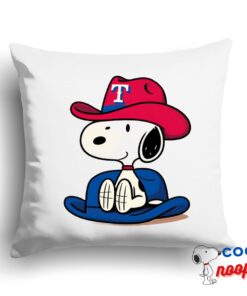 Exclusive Snoopy Texas Rangers Logo Square Pillow 1