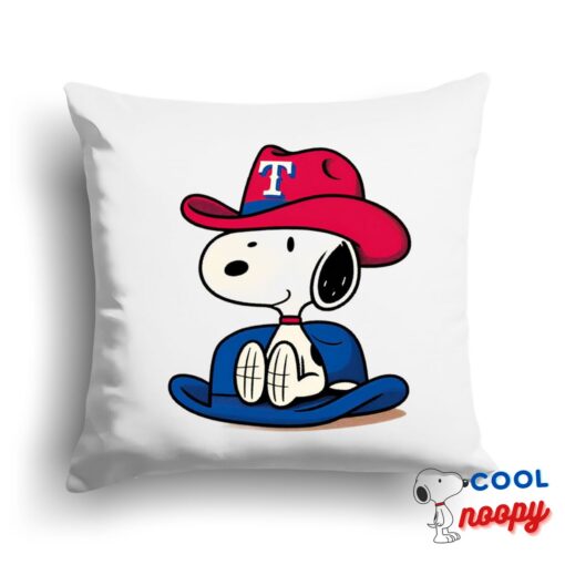 Exclusive Snoopy Texas Rangers Logo Square Pillow 1