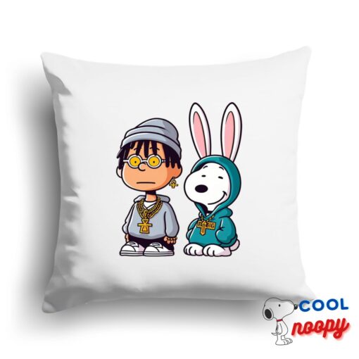 Exquisite Snoopy Bad Bunny Rapper Square Pillow 1