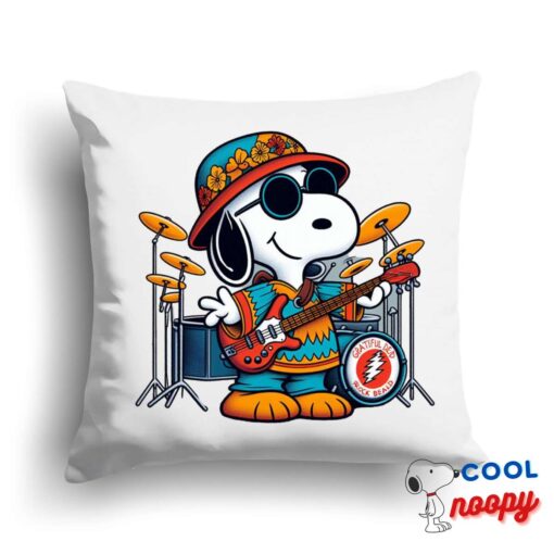 Exquisite Snoopy Grateful Dead Rock Band Square Pillow 1