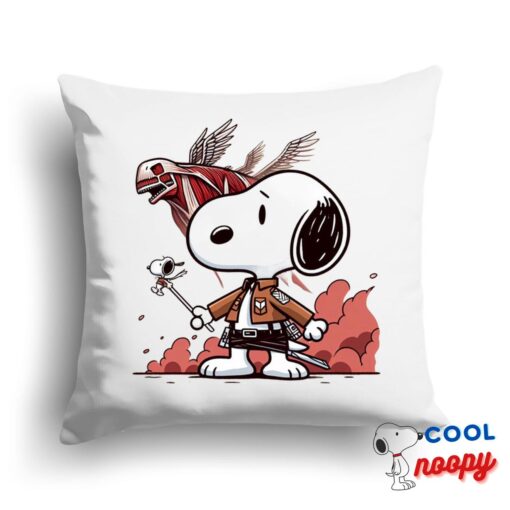 Eye Opening Snoopy Attack On Titan Square Pillow 1