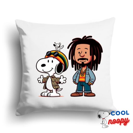 Eye Opening Snoopy Bob Marley Square Pillow 1