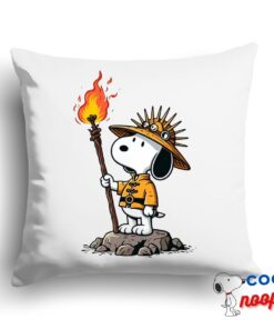 Eye Opening Snoopy Hellfire Club Square Pillow 1