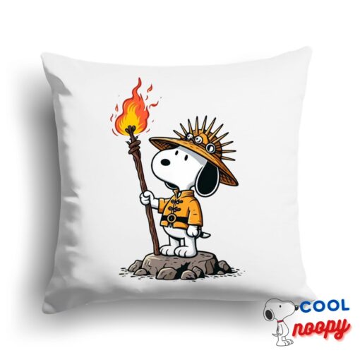Eye Opening Snoopy Hellfire Club Square Pillow 1