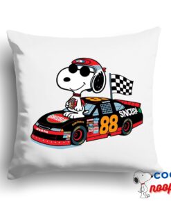 Eye Opening Snoopy Nascar Square Pillow 1