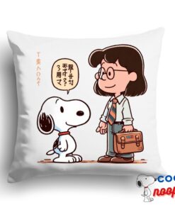 Eye Opening Snoopy Teacher Square Pillow 1